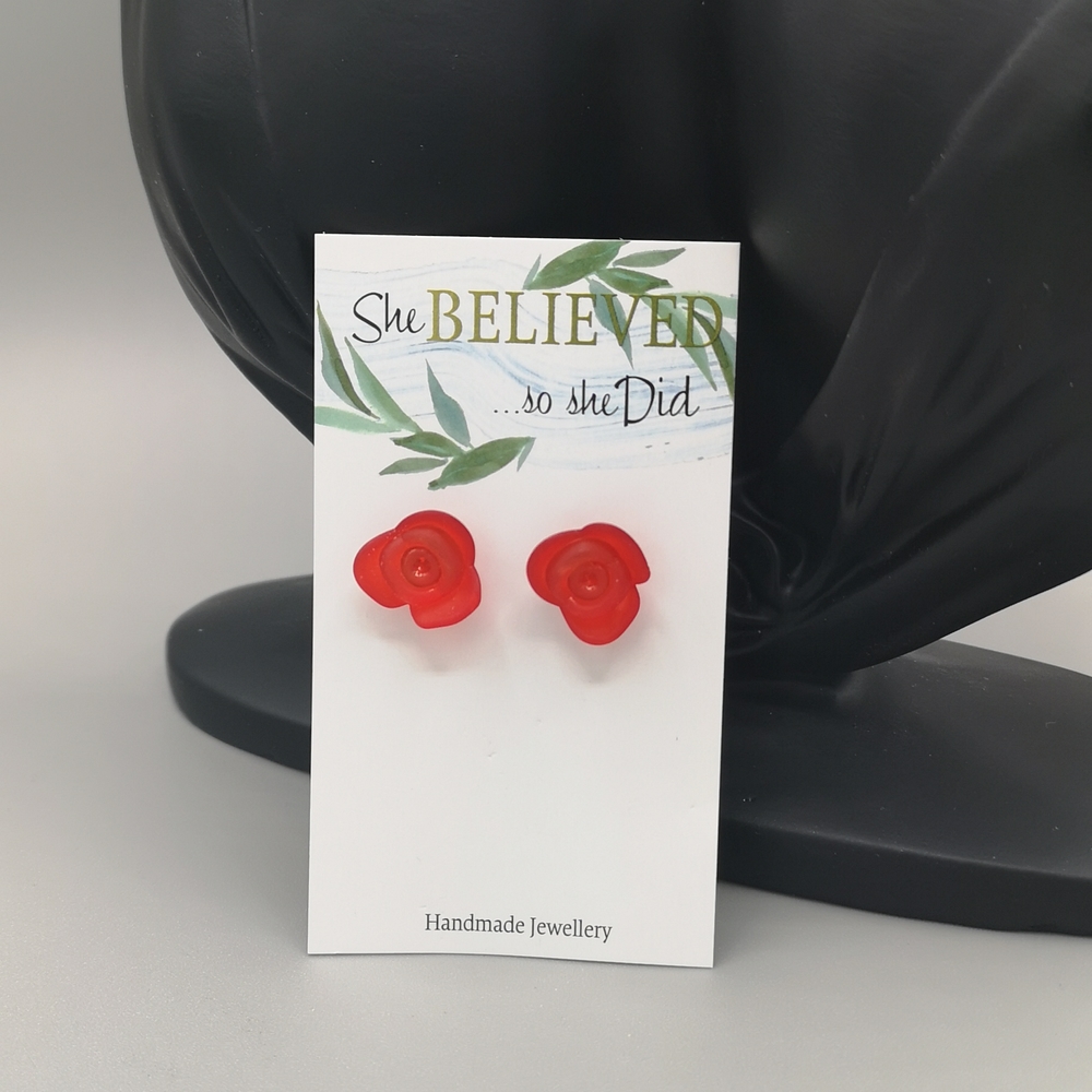 Red Rose Earrings